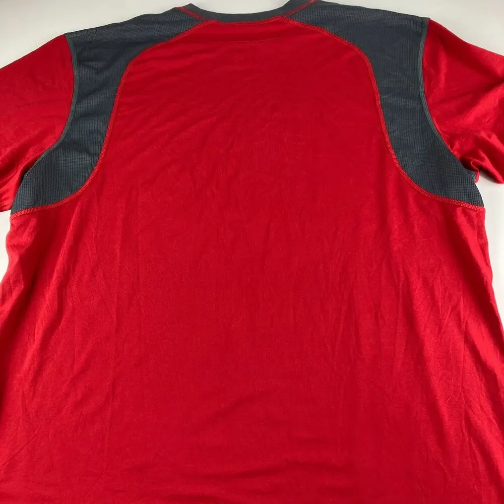 The North Face Mens XXL Red Gray Performance Athletic Shirt Stretch Hiking